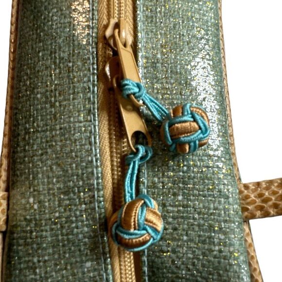 Stephanie Johnson Toiletry Bag Travel Green Gold Metallic Cosmetics NWOT - Picture 11 of 15